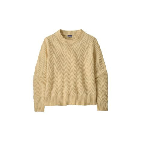 Recycled Wool-Blend Crewneck Sweater W, Chevron cable dark natural