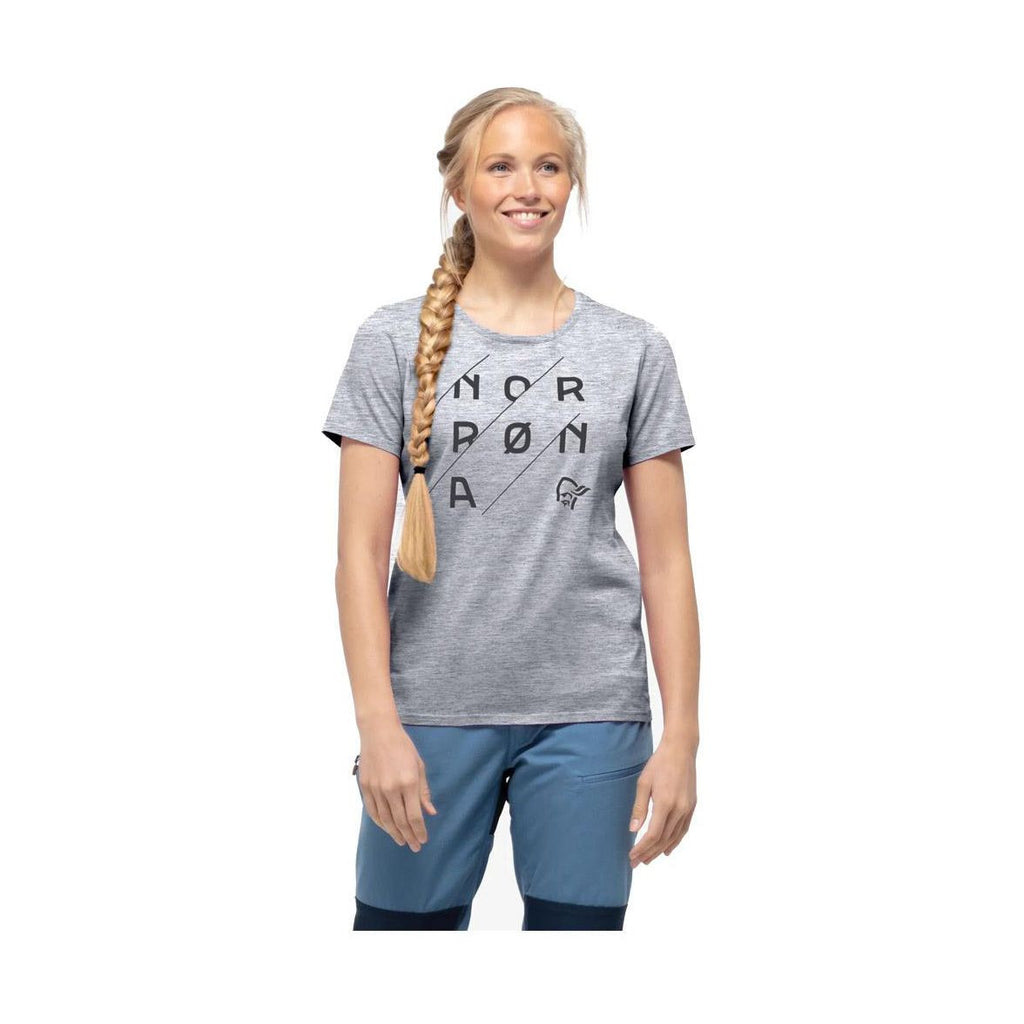 /29 cotton slant logo T-Shirt W, Drizzle melange/caviar