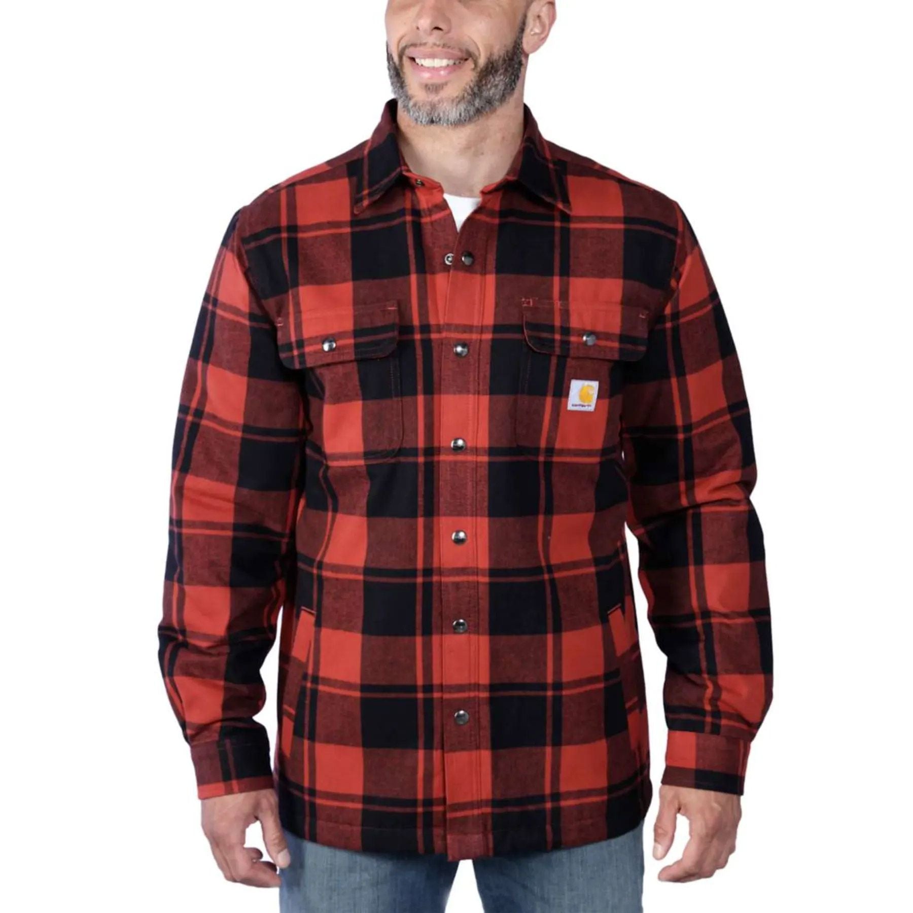 Flannel Sherpa Jacket M, Red ochre