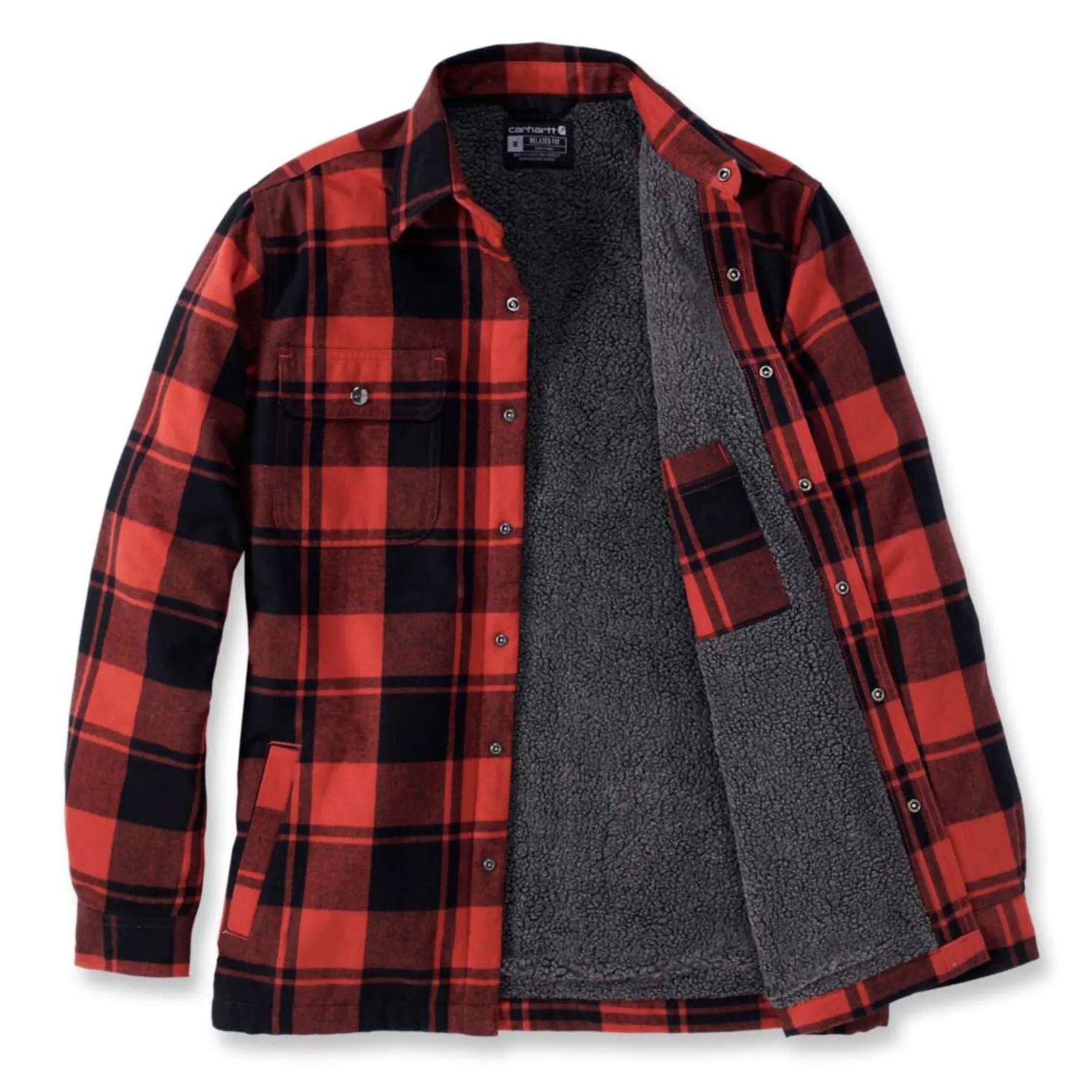 Flannel Sherpa Jacket M, Red ochre