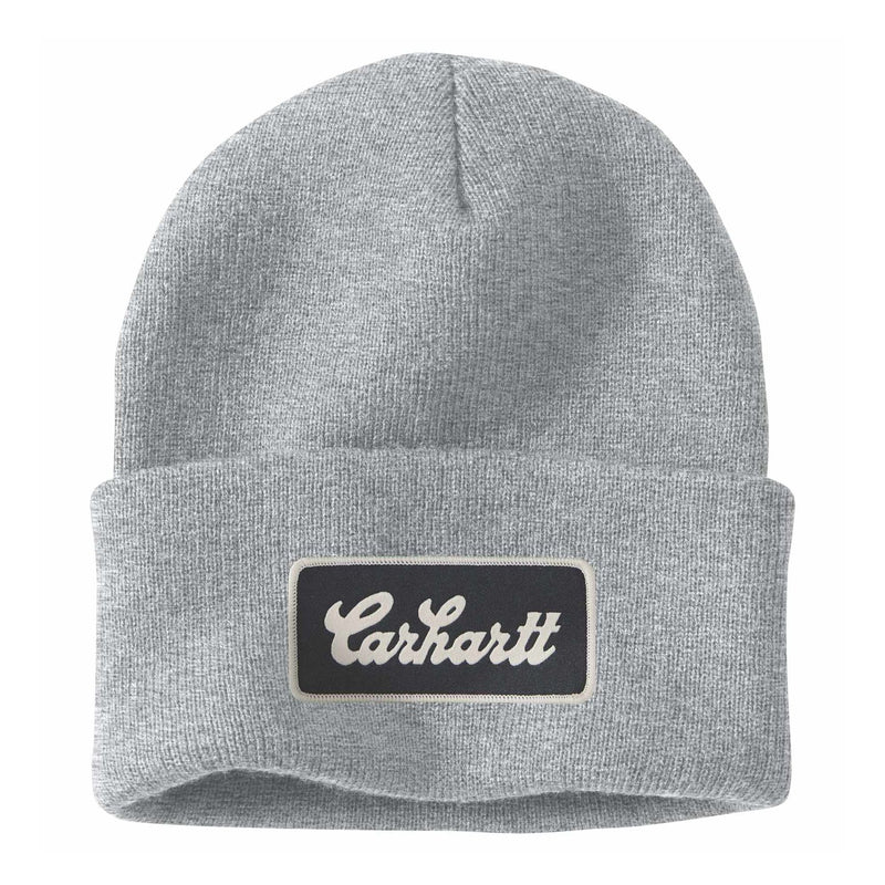 Knit Cuffed Script Patch Beanie