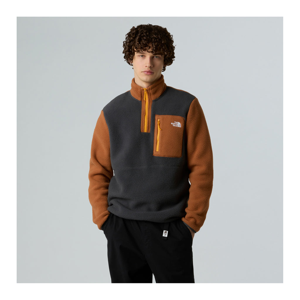Men’s Yumiori 1/4 Zip Fleece Jacket, Asphalt grey burnt umbe